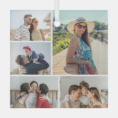 Creëer Uw eigen 5 Fotocollage Glas Ornament (Voorkant)