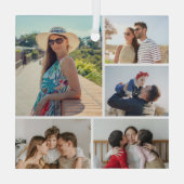 Creëer Uw eigen 5 Fotocollage Glas Ornament (Achterkant)