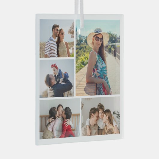 Creëer Uw eigen 5 Fotocollage Glas Ornament (Voorkant Rechts)