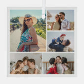 Creëer Uw eigen 5 Fotocollage Glas Ornament (Achterkant)