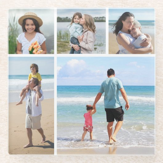 Creëer Uw eigen 5 Fotocollage Glazen Onderzetter (Voorkant)