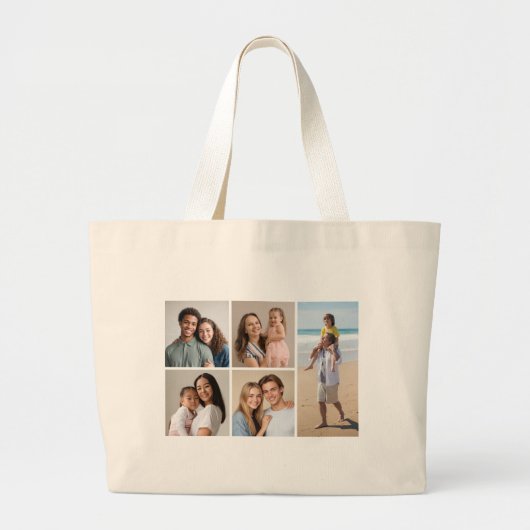Creëer Uw eigen 5 Fotocollage Grote Tote Bag (Voorkant)