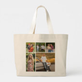 Creëer Uw eigen 5 Fotocollage Grote Tote Bag (Achterkant)