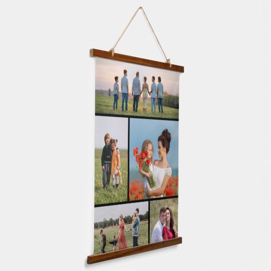 Creëer Uw eigen 5 Fotocollage Hangend Wandkleed (Gebogen)