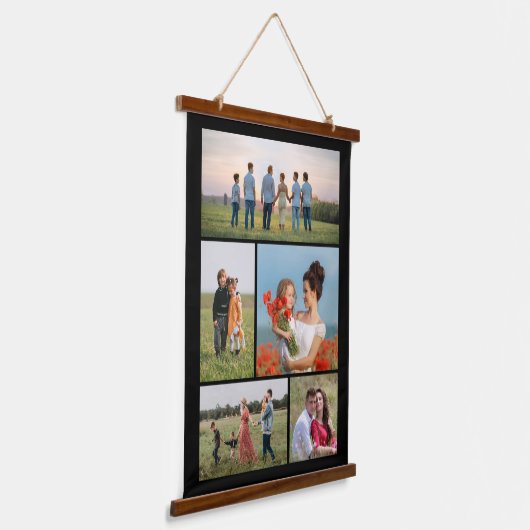 Creëer Uw eigen 5 Fotocollage Hangend Wandkleed (Gebogen)