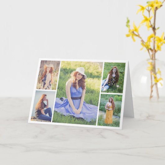 Creëer Uw eigen 5 Fotocollage Kaart (Gele Bloem)