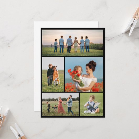 Creëer Uw eigen 5 Fotocollage Kaart (Voorkant / Achterkant in situ)