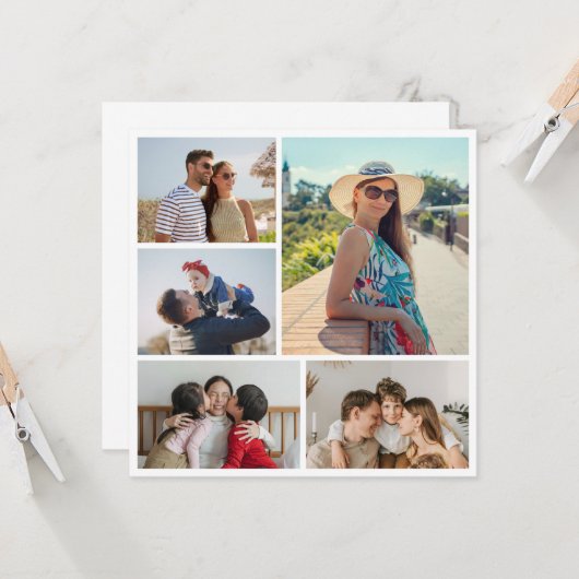 Creëer Uw eigen 5 Fotocollage Kaart (Voorkant / Achterkant in situ)