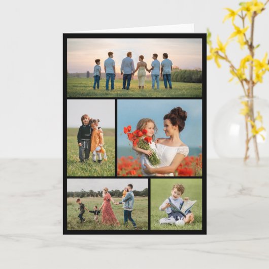 Creëer Uw eigen 5 Fotocollage Kaart (Gele Bloem)