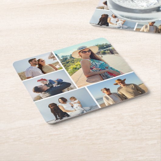 Creëer Uw eigen 5 Fotocollage Kartonnen Onderzetters (Schuin)