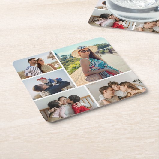 Creëer Uw eigen 5 Fotocollage Kartonnen Onderzetters (Schuin)