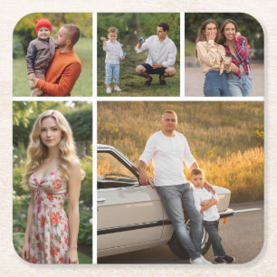 Creëer Uw eigen 5 Fotocollage Kartonnen Onderzetters