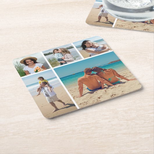 Creëer Uw eigen 5 Fotocollage Kartonnen Onderzetters (Schuin)