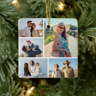 Creëer Uw eigen 5 Fotocollage Keramisch Ornament