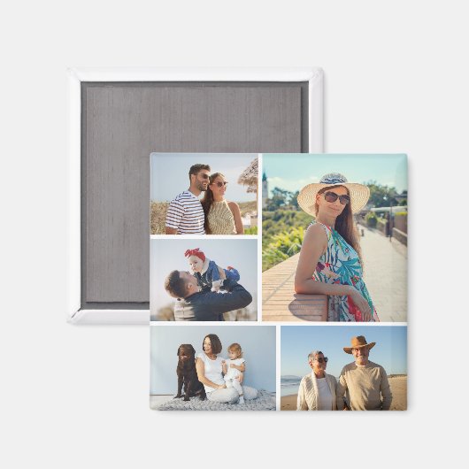 Creëer Uw eigen 5 Fotocollage Magneet (Voorkant / Achterkant)