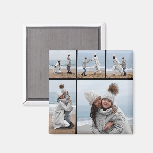 Creëer Uw eigen 5 Fotocollage Magneet (Voorkant / Achterkant)