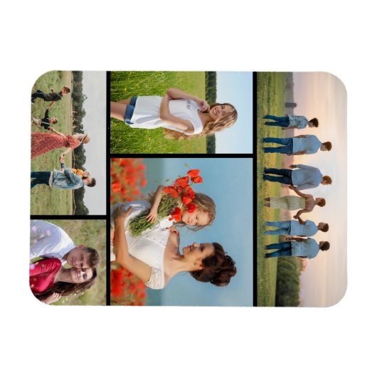 Creëer Uw eigen 5 Fotocollage Magneet (Horizontaal)