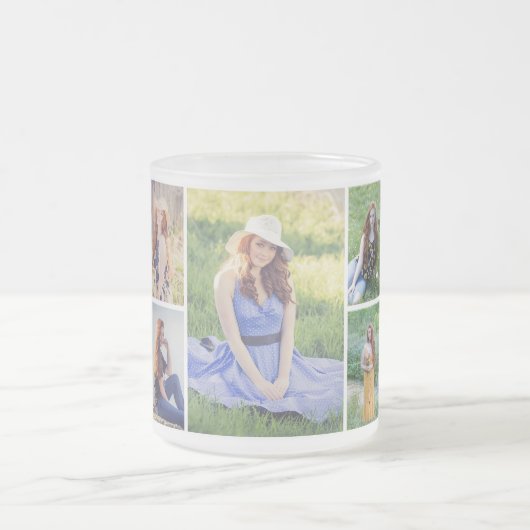 Creëer Uw eigen 5 Fotocollage Matglas Koffiemok (Center)