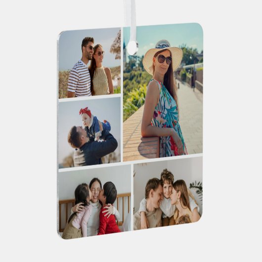 Creëer Uw eigen 5 Fotocollage Metalen Ornament (Voorkant Rechts)