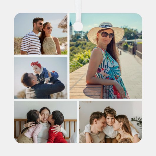 Creëer Uw eigen 5 Fotocollage Metalen Ornament (Achterkant)