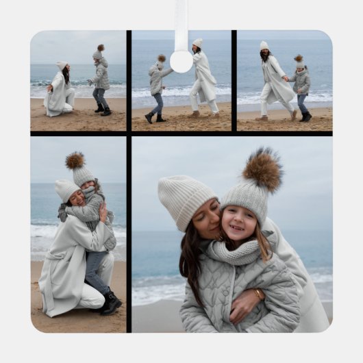 Creëer Uw eigen 5 Fotocollage Metalen Ornament (Voorkant)