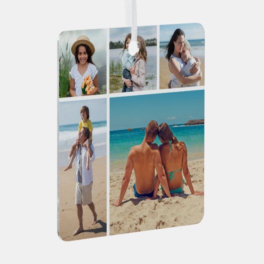 Creëer Uw eigen 5 Fotocollage Metalen Ornament (Voorkant Rechts)