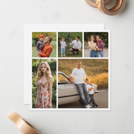 Creëer Uw eigen 5 Fotocollage Notitiekaartje (Voorkant / Achterkant in situ)