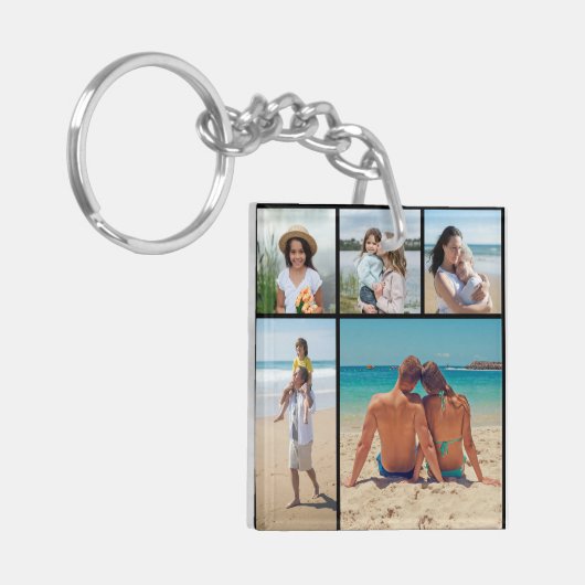 Creëer Uw eigen 5 Fotocollage Sleutelhanger (Voorkant Links)