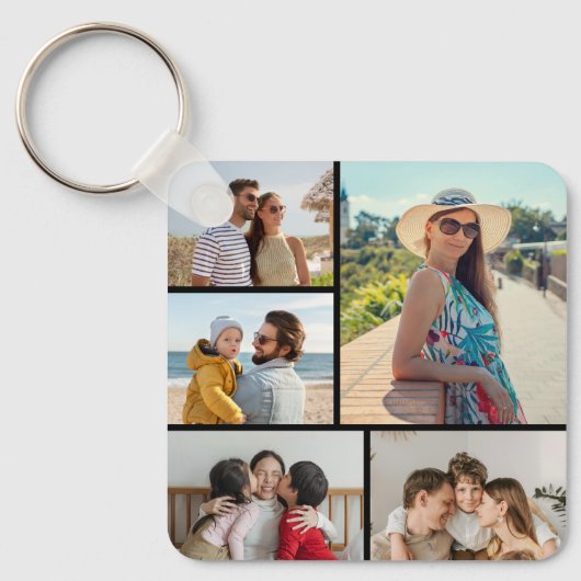 Creëer Uw eigen 5 Fotocollage Sleutelhanger (Voorkant)