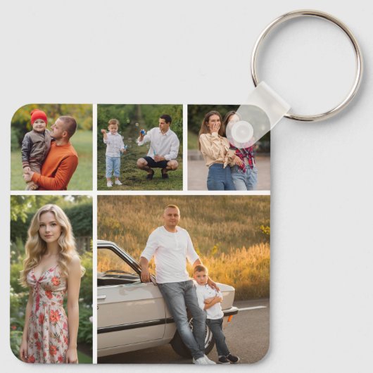 Creëer Uw eigen 5 Fotocollage Sleutelhanger (Achterkant)