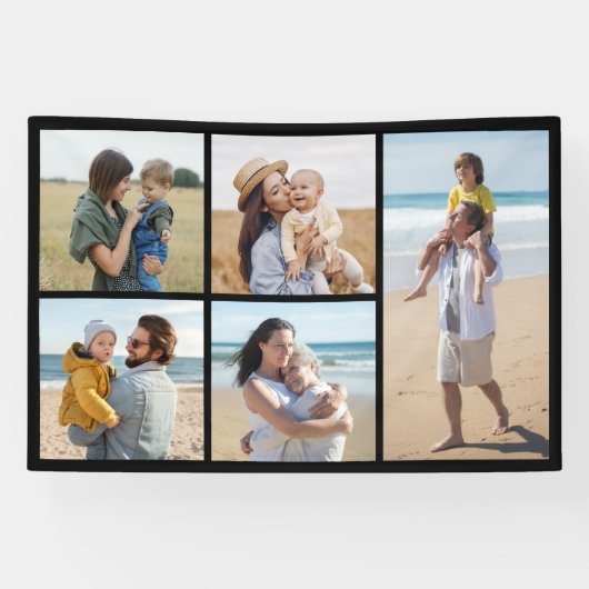 Creëer Uw eigen 5 Fotocollage Spandoek (Horizontaal)
