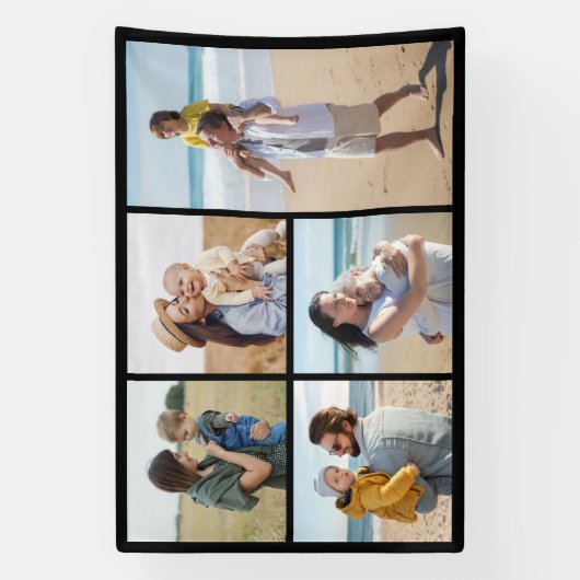 Creëer Uw eigen 5 Fotocollage Spandoek (Verticaal)