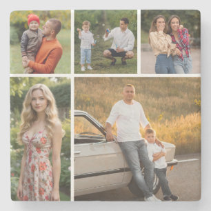 Creëer Uw eigen 5 Fotocollage Stenen Onderzetter