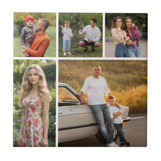 Creëer Uw eigen 5 Fotocollage Tegeltje (Voorkant)