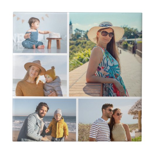 Creëer Uw eigen 5 Fotocollage Tegeltje (Voorkant)