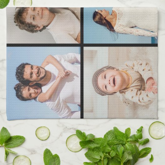 Creëer Uw eigen 5 Fotocollage Theedoek (Gevouwen)