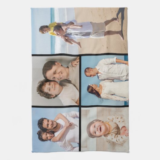 Creëer Uw eigen 5 Fotocollage Theedoek (Verticaal)