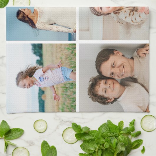 Creëer Uw eigen 5 Fotocollage Theedoek (Gevouwen)