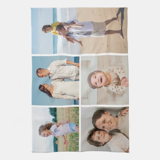 Creëer Uw eigen 5 Fotocollage Theedoek (Verticaal)