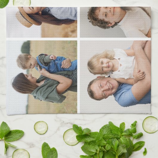 Creëer Uw eigen 5 Fotocollage Theedoek (Gevouwen)