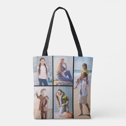 Creëer Uw eigen 5 Fotocollage Tote Bag (Achterkant)