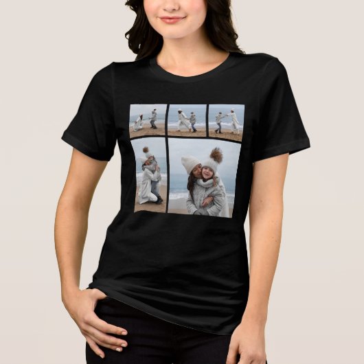 Creëer Uw eigen 5 Fotocollage Tri-Blend Shirt (Voorkant)