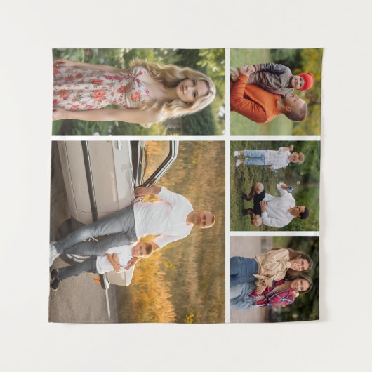 Creëer Uw eigen 5 Fotocollage Wandkleed (Voorkant (horizontaal))