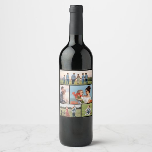 Creëer Uw eigen 5 Fotocollage Wijn Etiket (Voorkant)