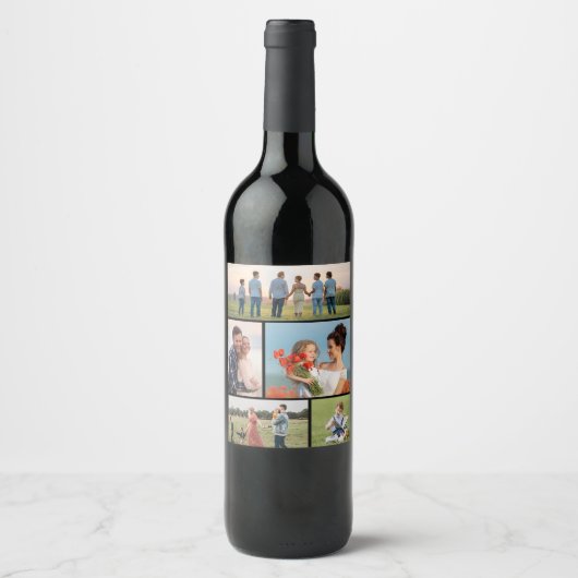 Creëer Uw eigen 5 Fotocollage Wijn Etiket (Voorkant)