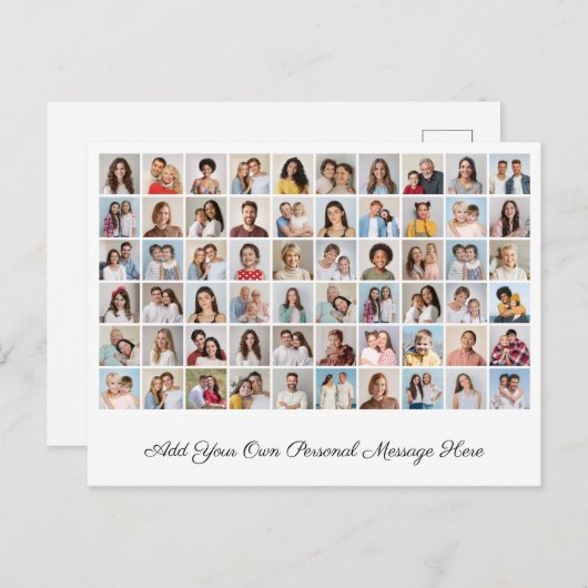 Creëer Uw eigen 60 fotocollage Uw groet toevoegen Briefkaart (Voorkant / Achterkant)