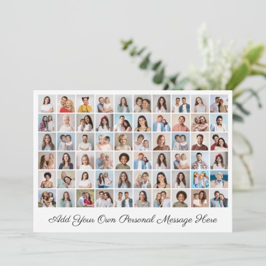 Creëer Uw eigen 60 fotocollage Uw groet toevoegen Feestdagenkaart (Staand voorkant)