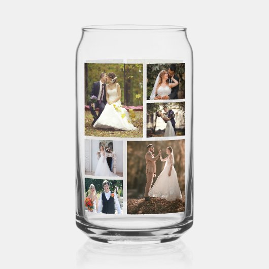 Creëer Uw eigen 6 foto bruiloft collage Blikvorm Glas (Achterkant)