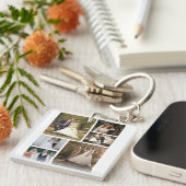 Creëer Uw eigen 6 foto bruiloft collage Sleutelhanger (Voorkant Rechts)