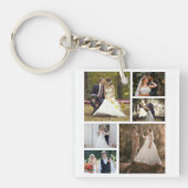 Creëer Uw eigen 6 foto bruiloft collage Sleutelhanger (Voorkant)
